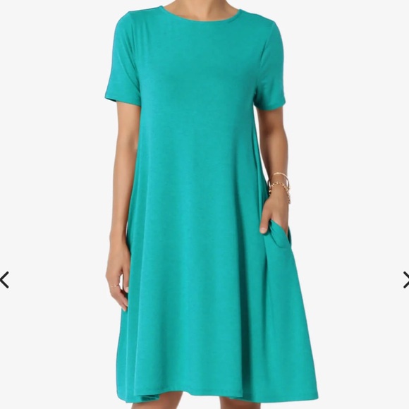 Zenana Outfitters Dresses & Skirts - NWOT Allie Short Sleeve Jersey A-Line Blue Dress